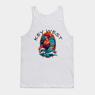 Key West Rooster Design, with Black Lettering Tank Top